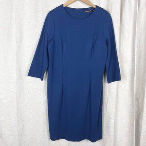 Estelle and Finn Ponte dress blue 3/4 sleeve stretch classic business retro 14